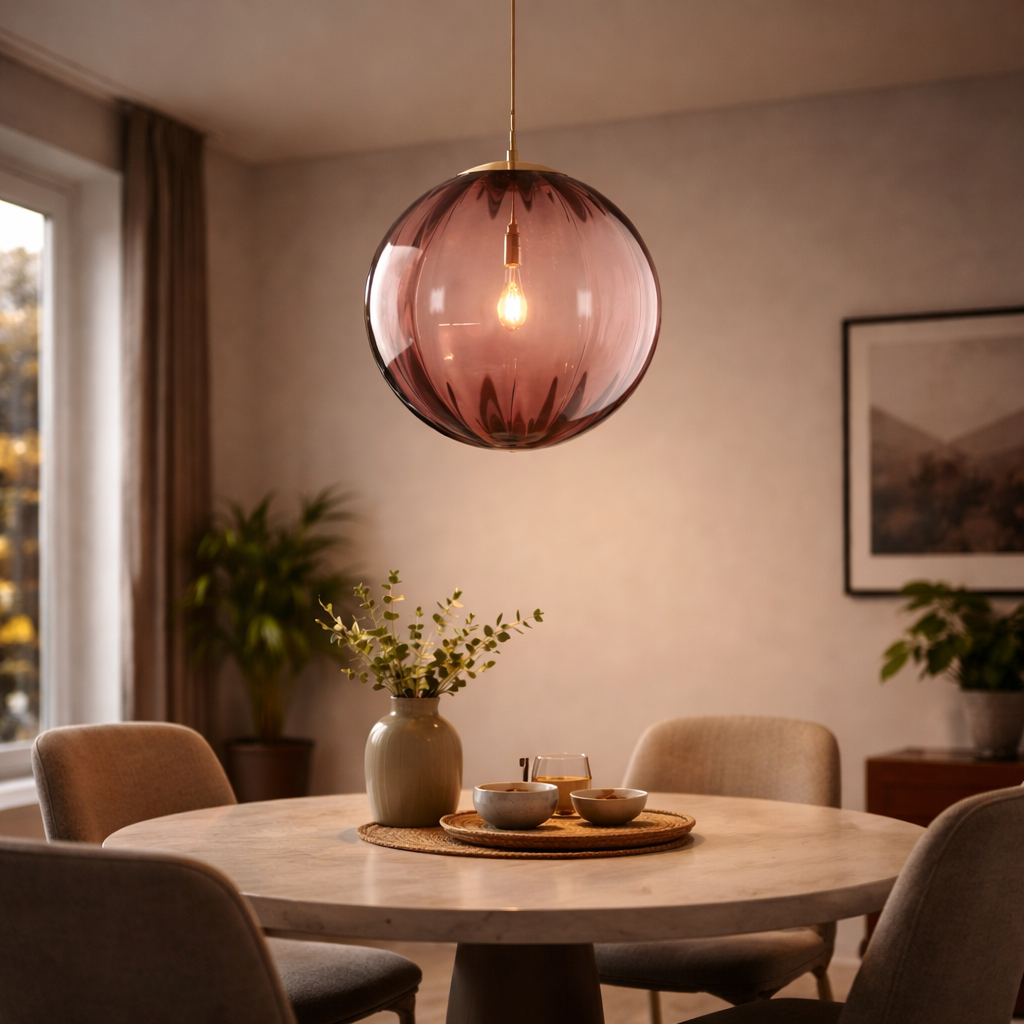 Suspension LED Boule en Verre Coloré Design Moderne