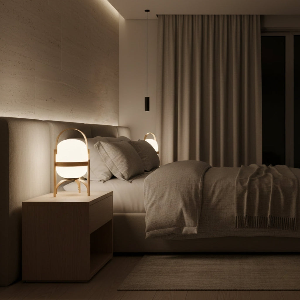 Lampe De Chevet Bois Style Japonais