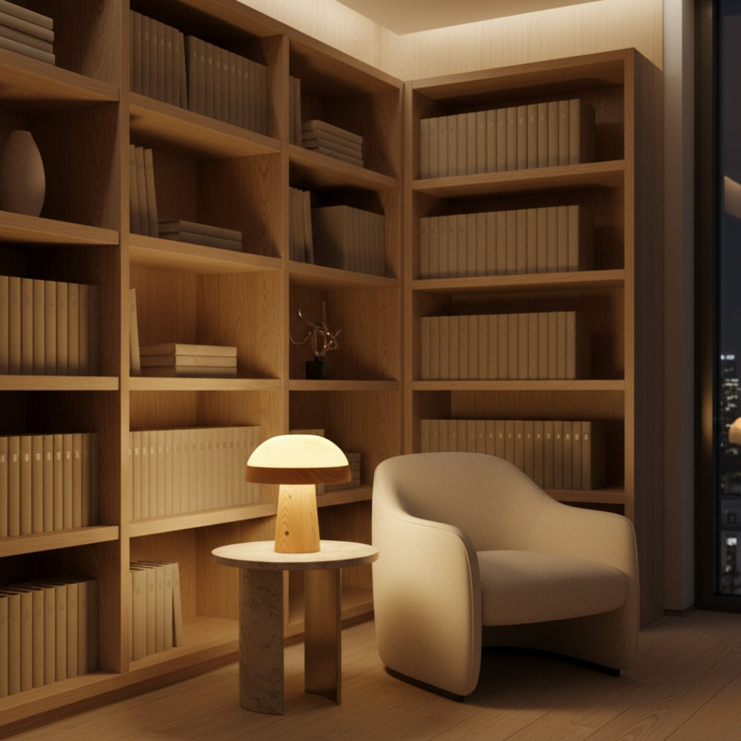 Lampe De Chevet Champignon En Bois