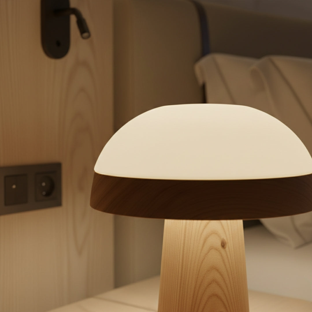 Lampe De Chevet Champignon En Bois