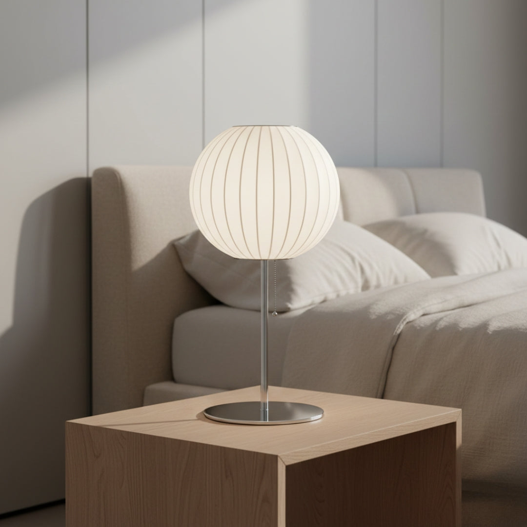 Lampe De Chevet En Tissus Blanche