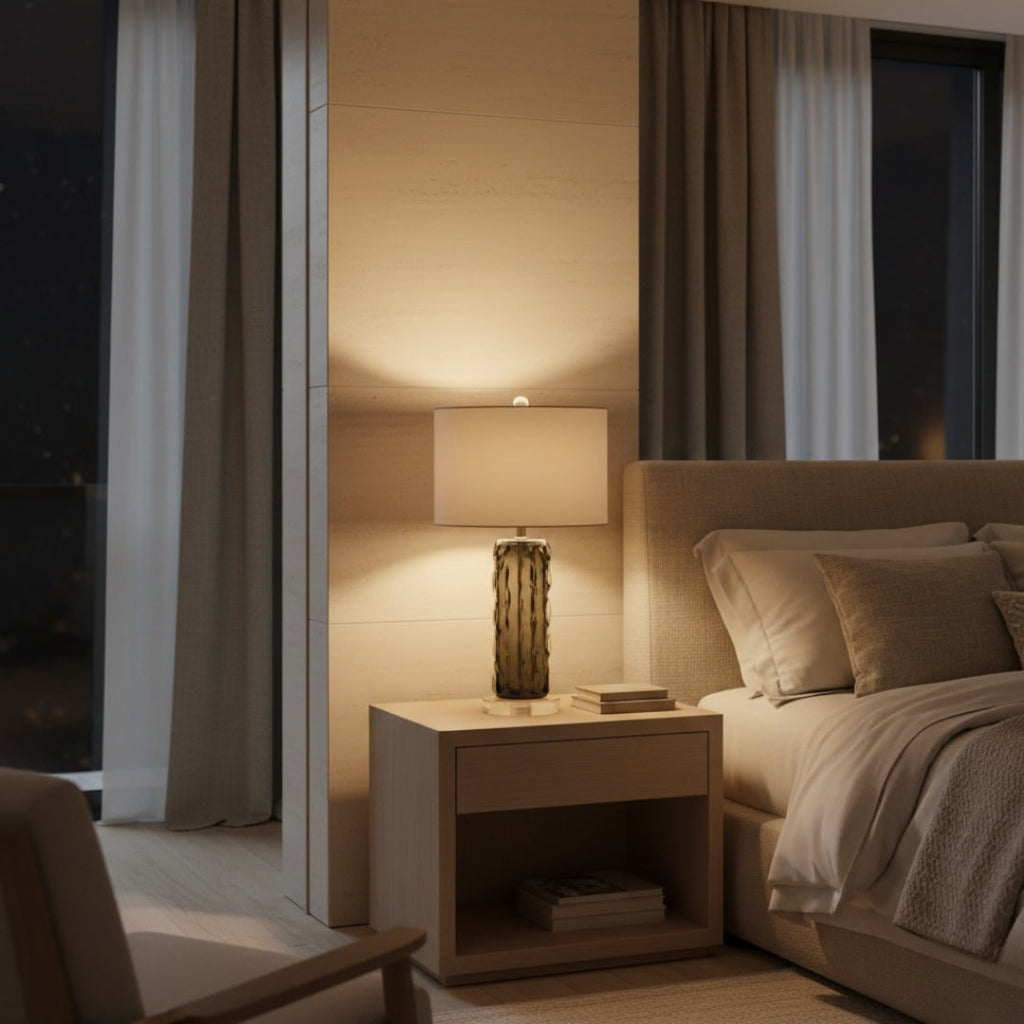 Lampe De Chevet Pied En Verre