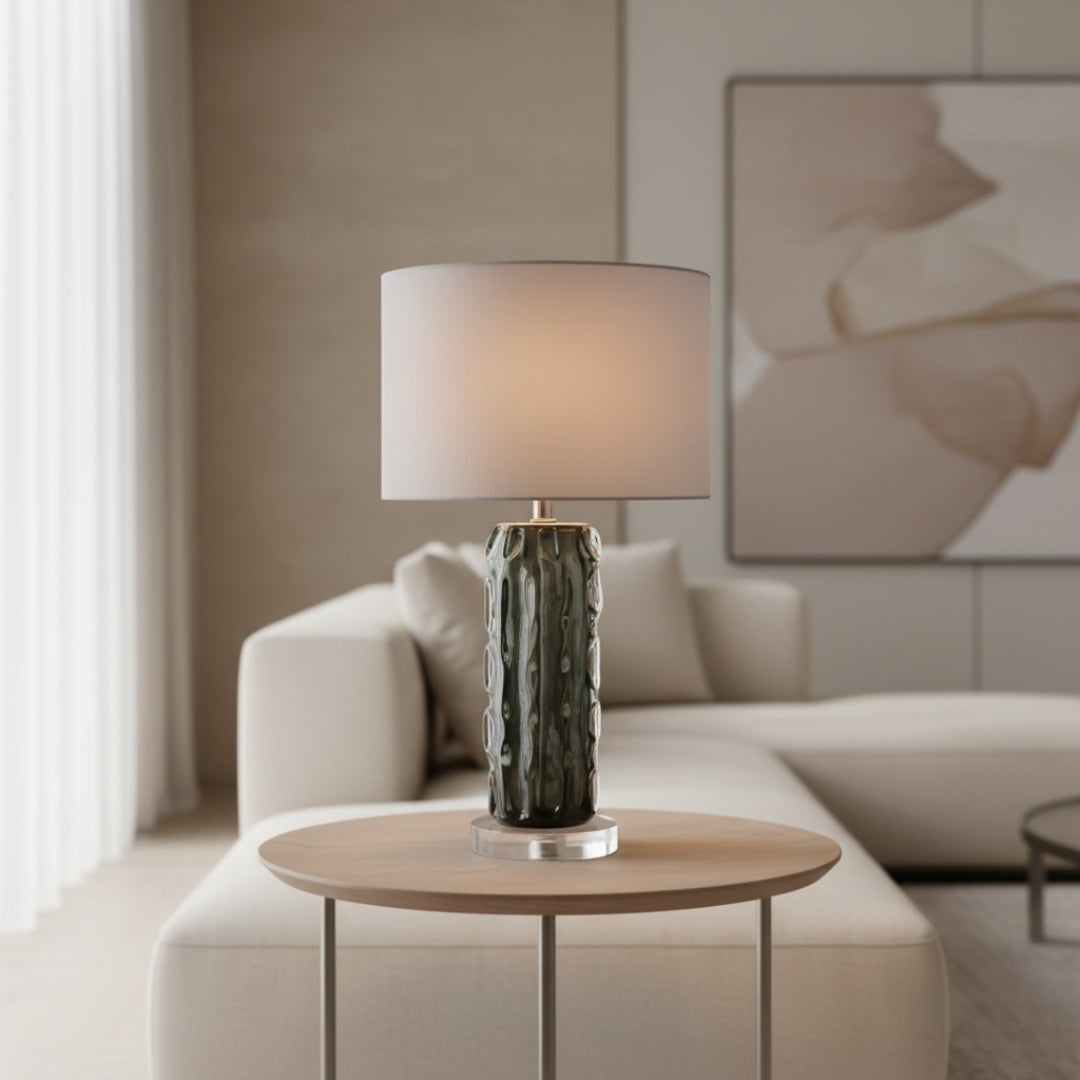 Lampe De Chevet Pied En Verre