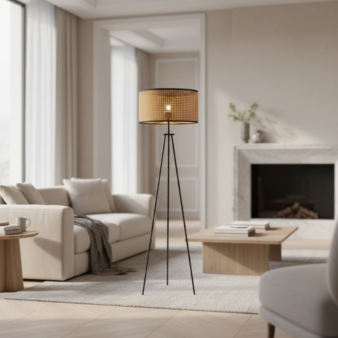 Lampe Sur Pied Abat Jour Rotin