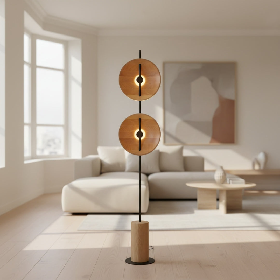 Lampe Sur Pied Bois Et Metal