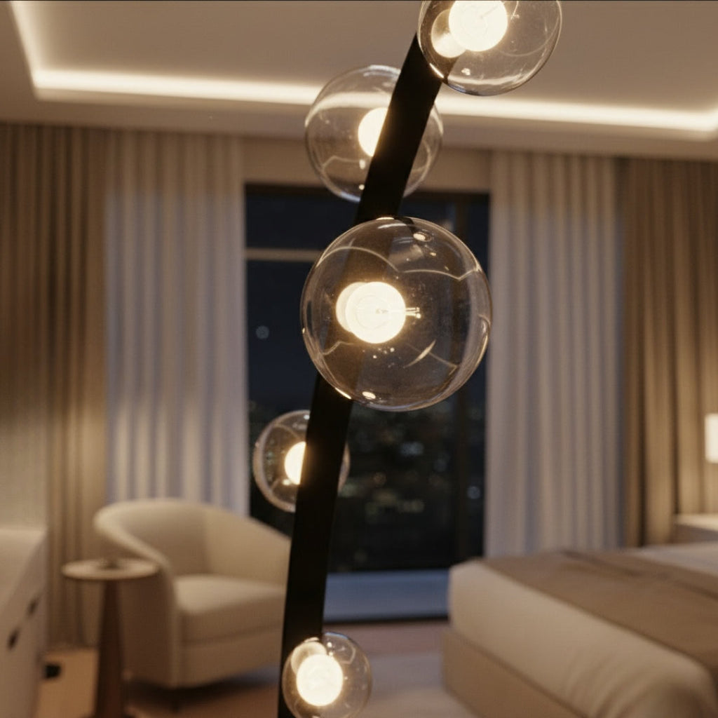 Lampe Sur Pied Bulles Verre Vintage