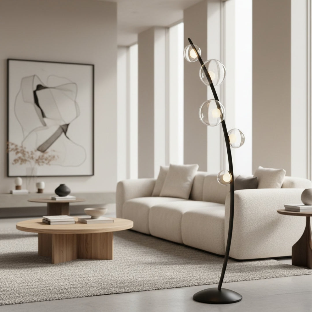 Lampe Sur Pied Bulles Verre Vintage