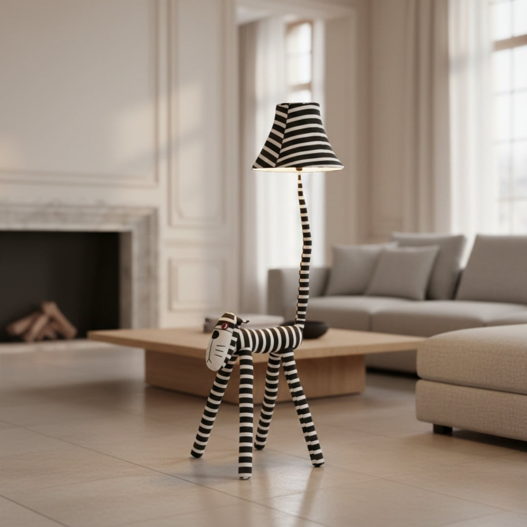 Lampe Sur Pied Chat Rayé