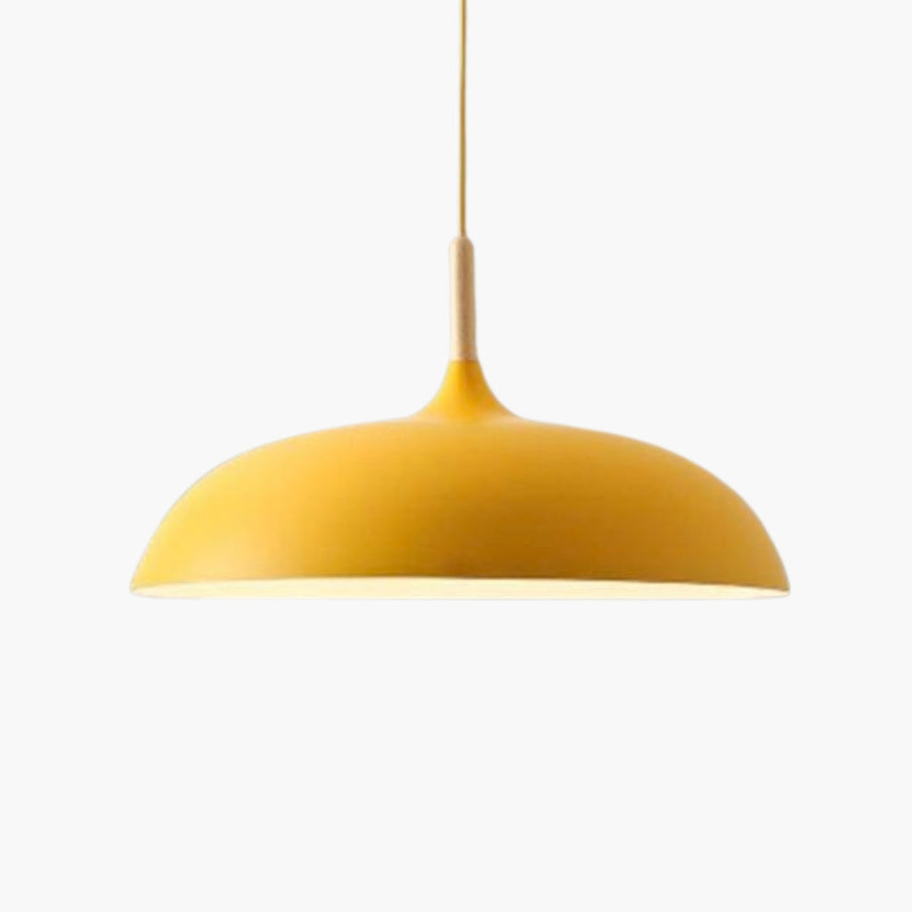 Suspension Aluminium Coloré avec Tige en Bois