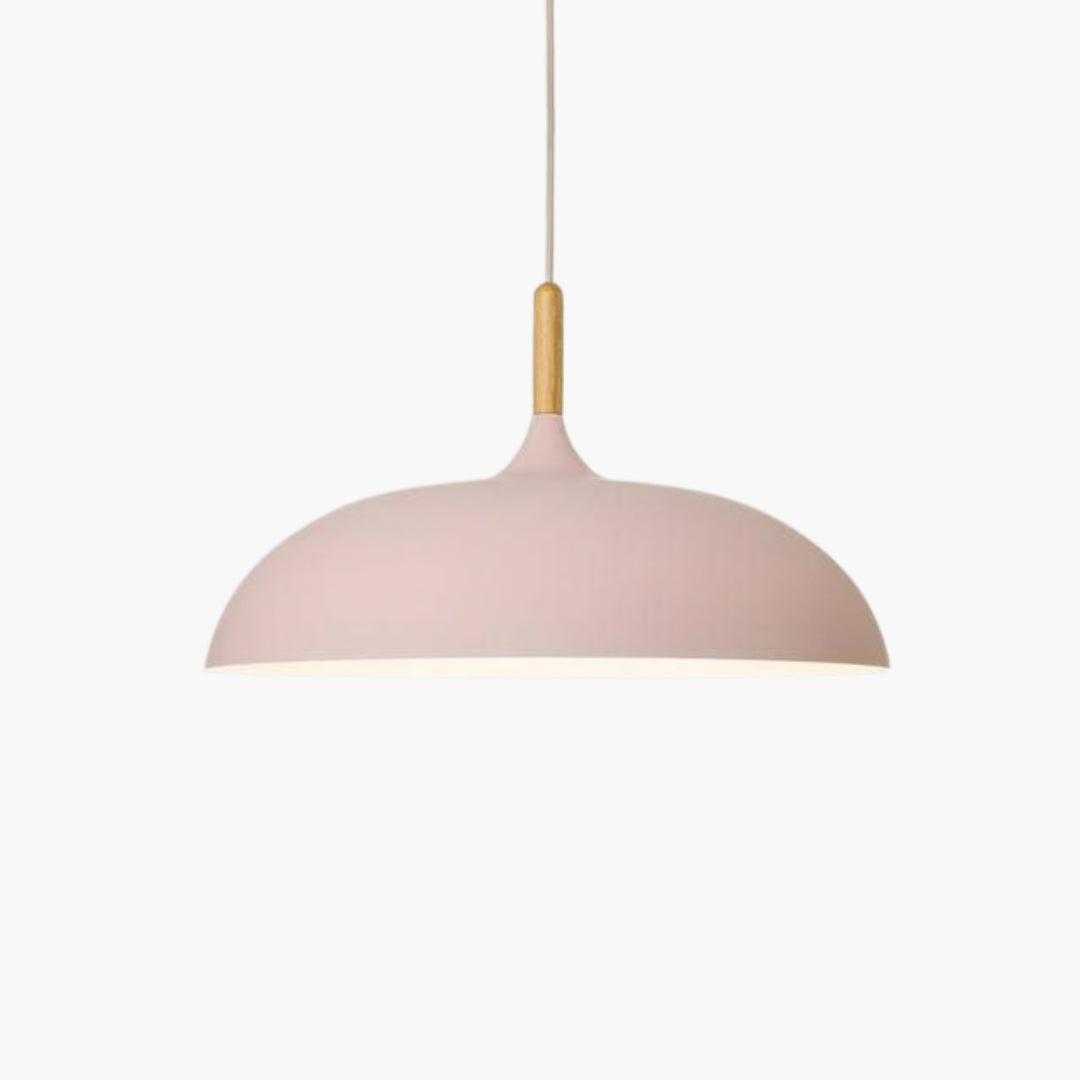 Suspension Aluminium Coloré avec Tige en Bois