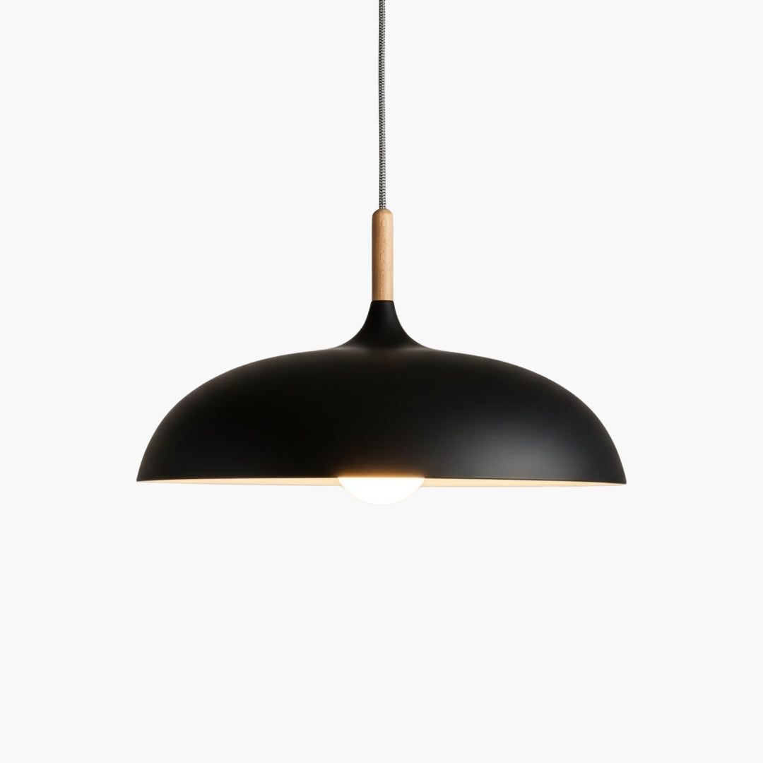 Suspension Aluminium Coloré avec Tige en Bois