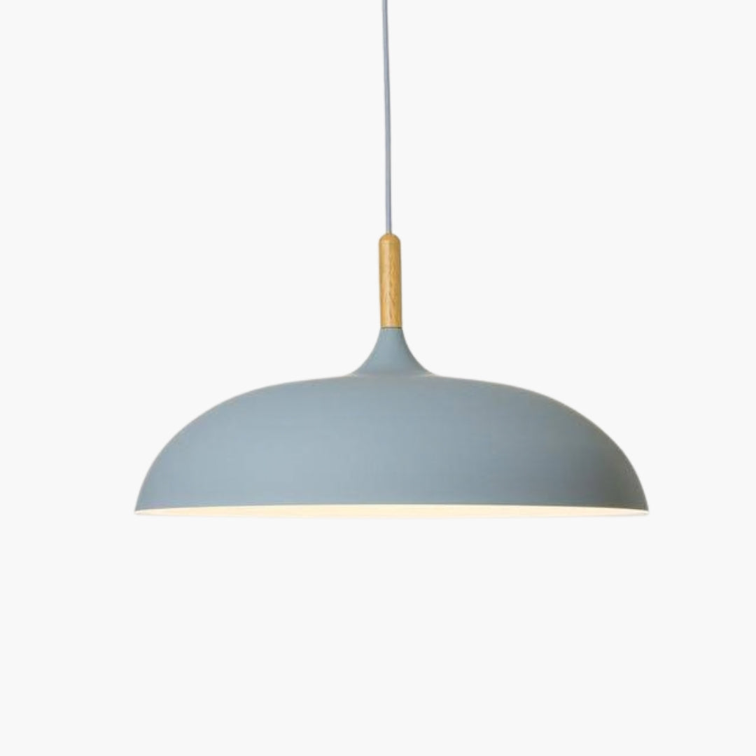 Suspension Aluminium Coloré avec Tige en Bois