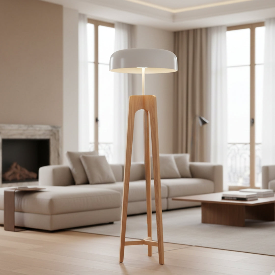 Lampe Sur Pied En Bois Classique