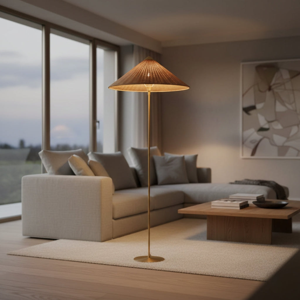 Lampe Sur Pied En Rotin