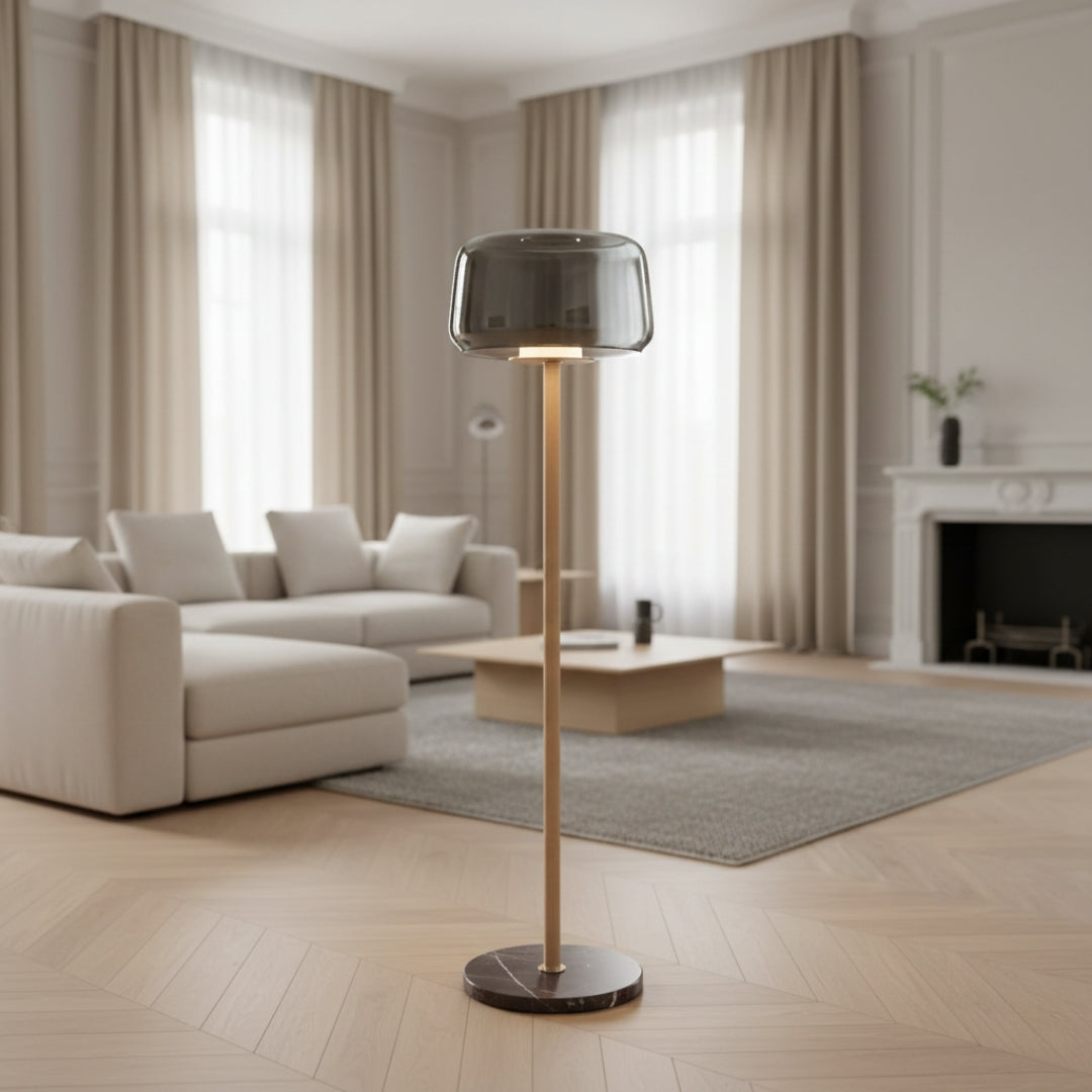 Lampe Sur Pied Verre Fumé