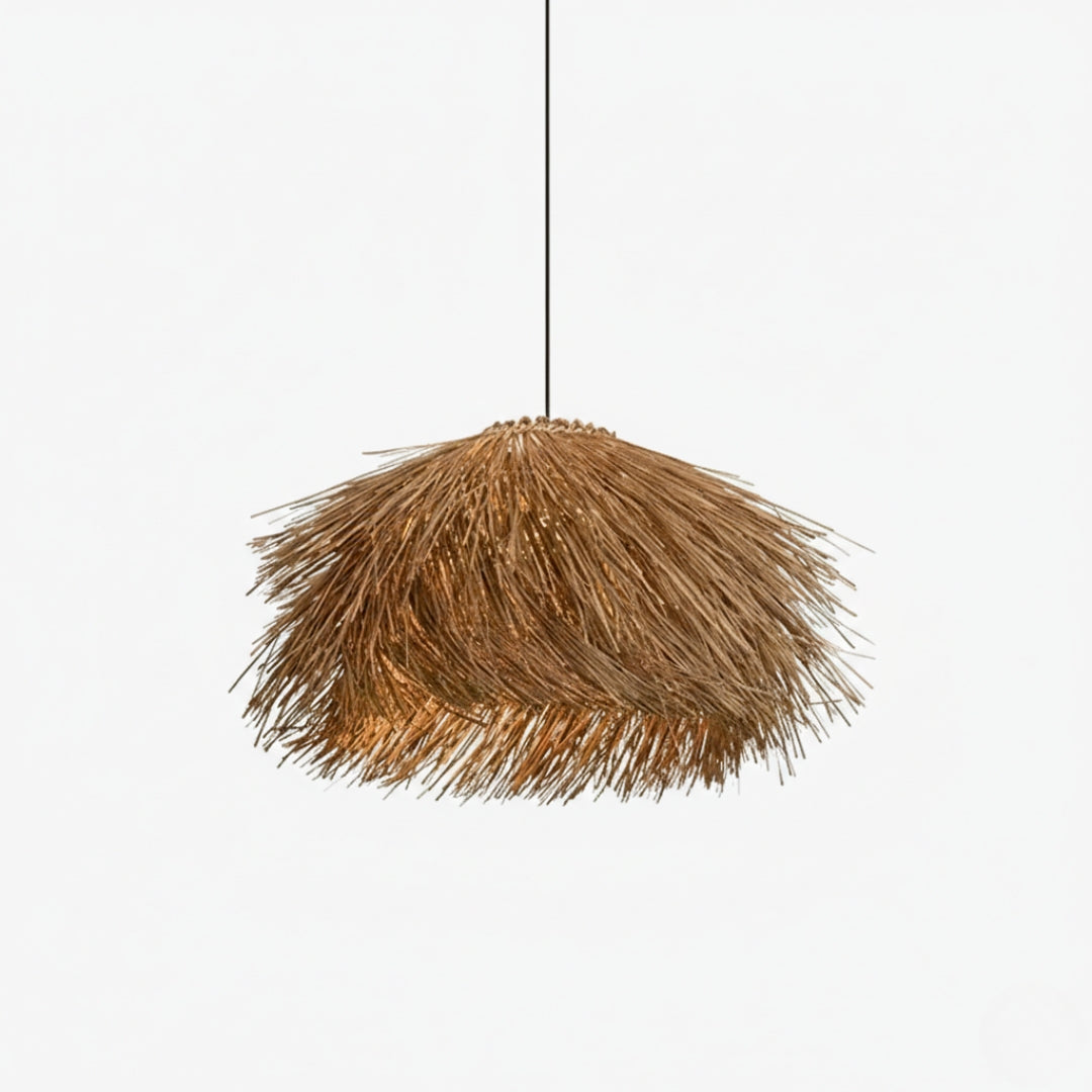 Lustre LED en rotin tissé main – Style japonais Wabi Sabi rétro