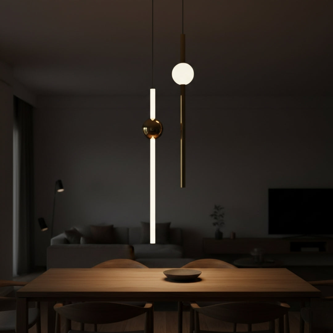 Lustre LED Orion en Tubes Dorés Design