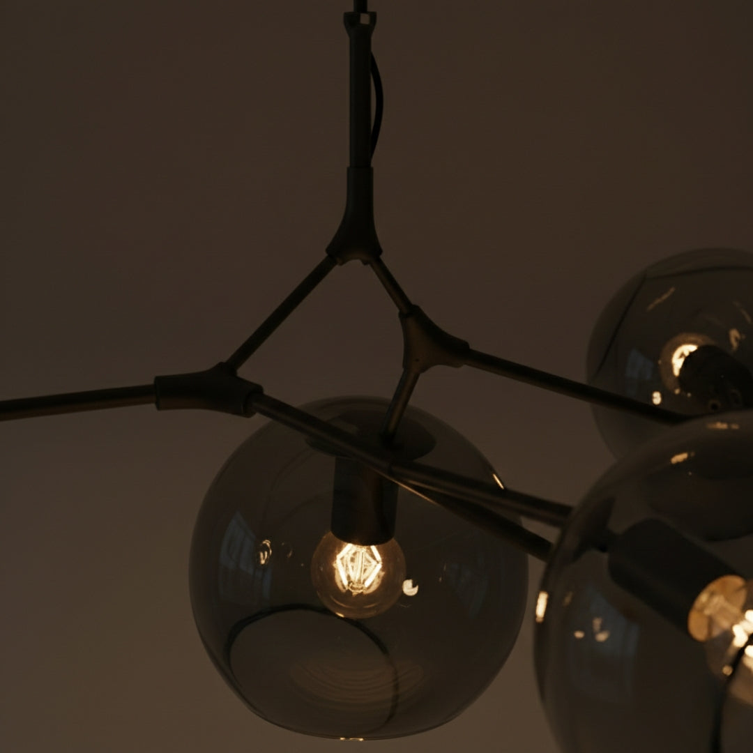 Lustre Beans LED en Métal et Verre Bullé