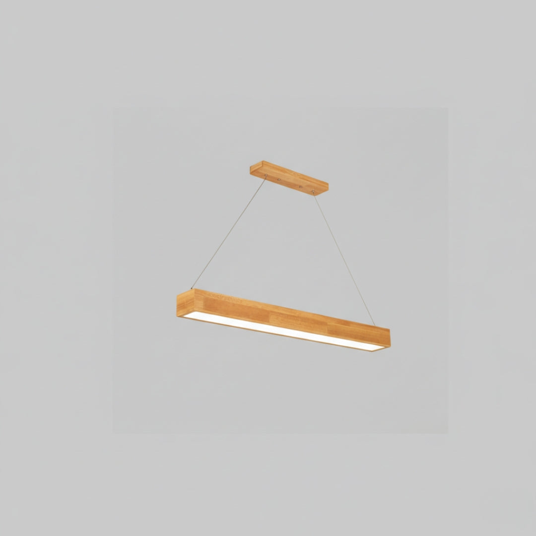 Lustre LED Rectangulaire en Bois Design Moderne