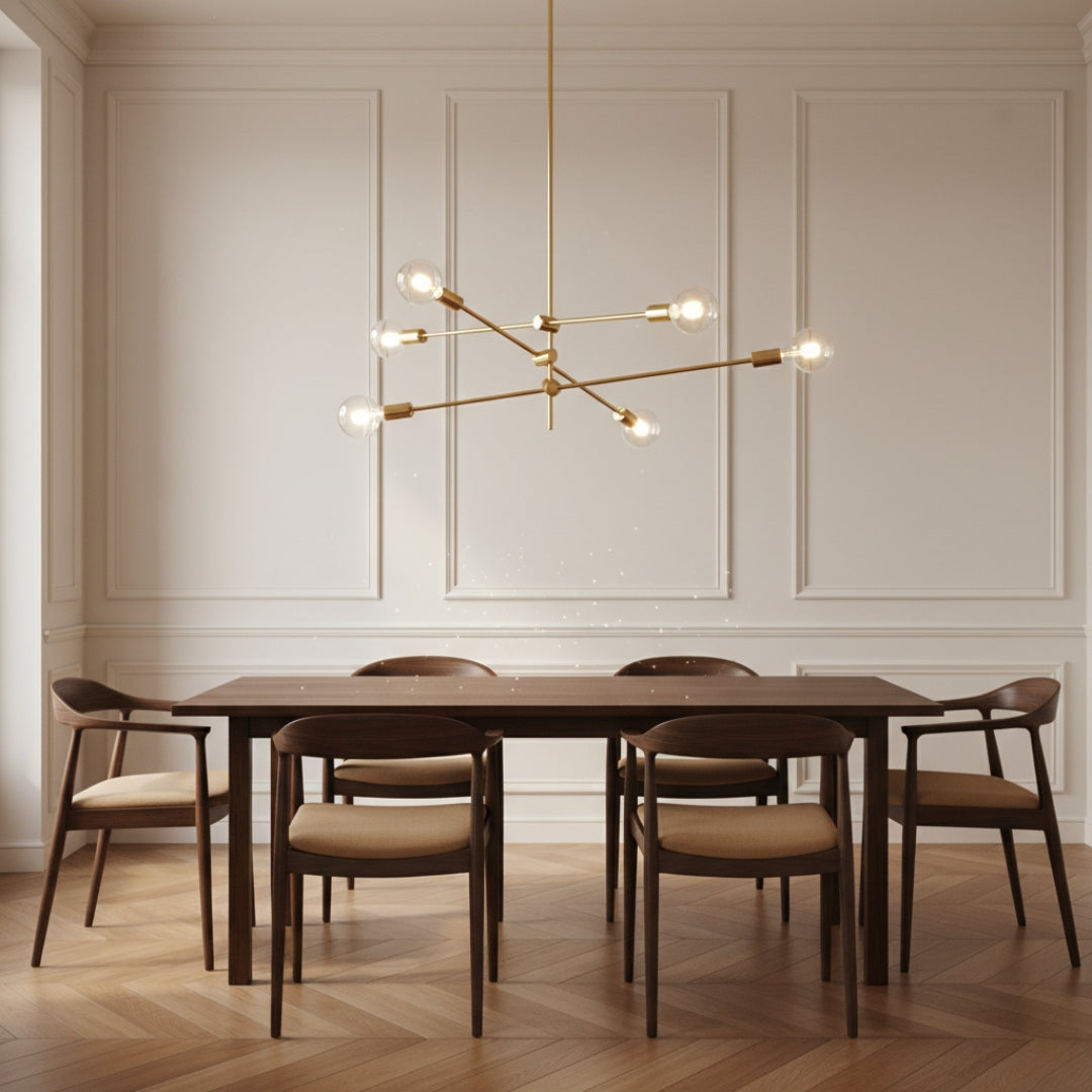 Lustre LED Tubes Dorés – Design Loft Élégant