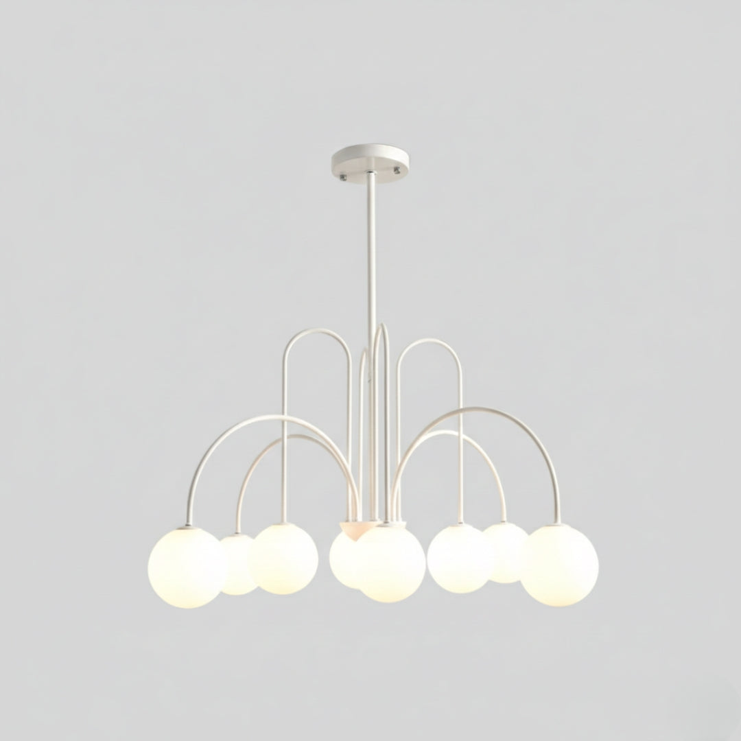 Lustre LED à Branches Dorées & Globes en Verre
