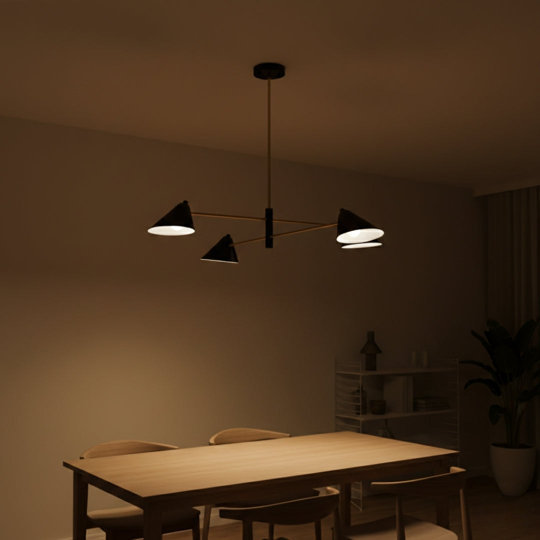 Lustre LED design avec abat-jours triangulaires style Loft