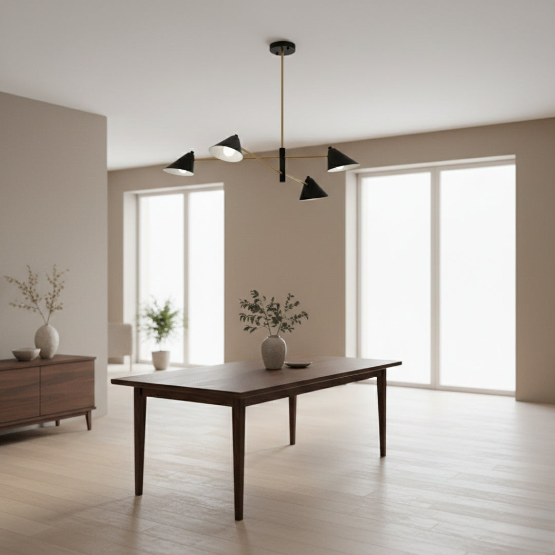Lustre LED design avec abat-jours triangulaires style Loft