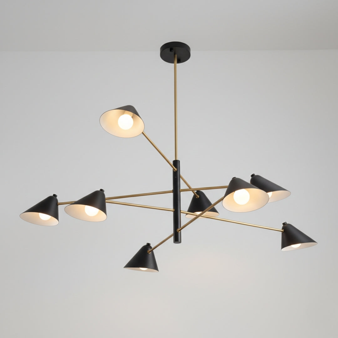 Lustre LED design avec abat-jours triangulaires style Loft