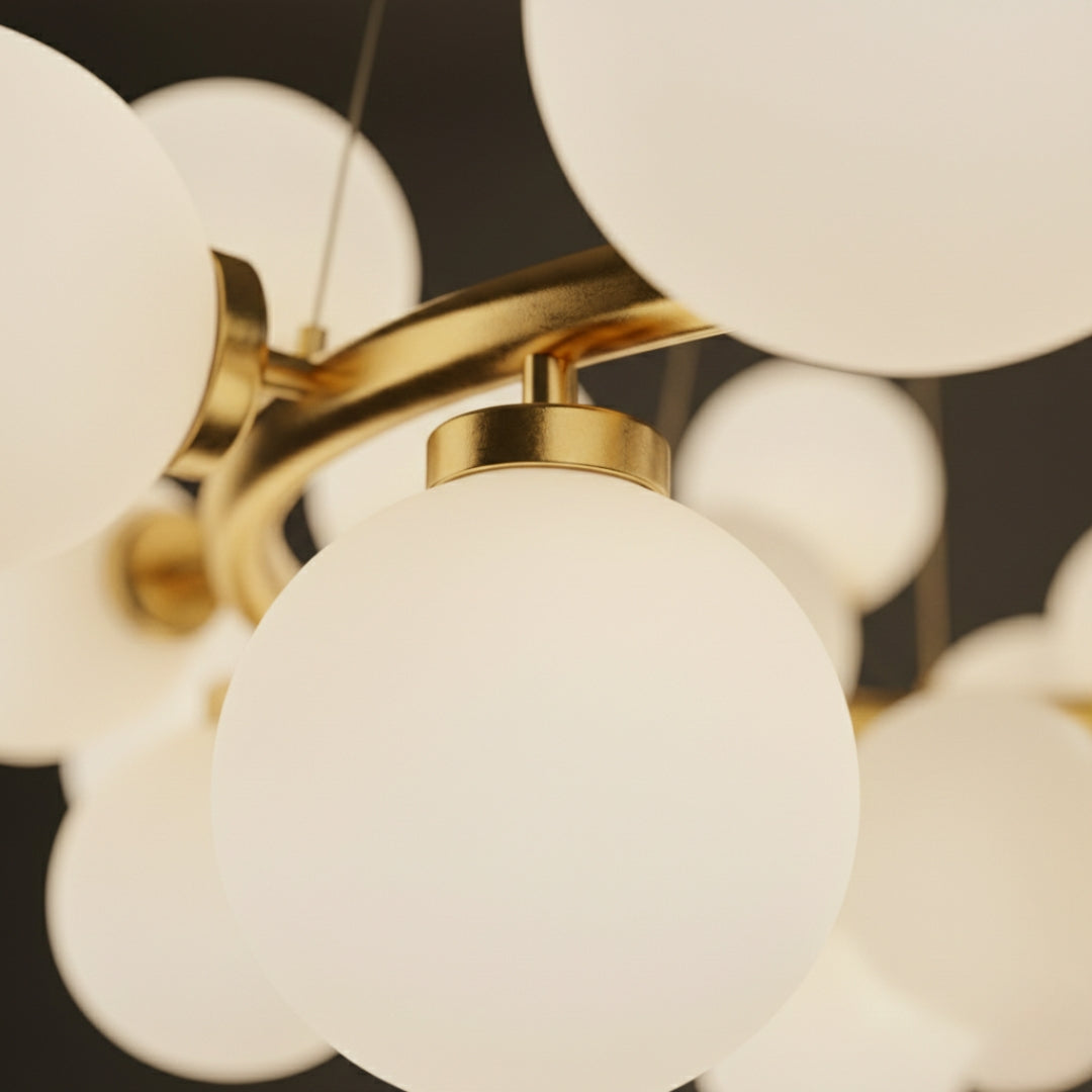 Lustre LED en Métal et Boules de Verre Modernes