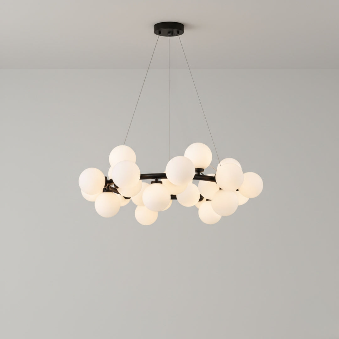 Lustre LED en Métal et Boules de Verre Modernes