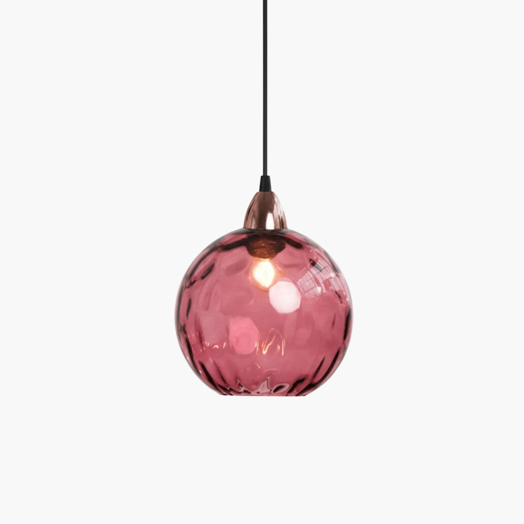 Lustre Moderne Boule en Verre Effet Givré