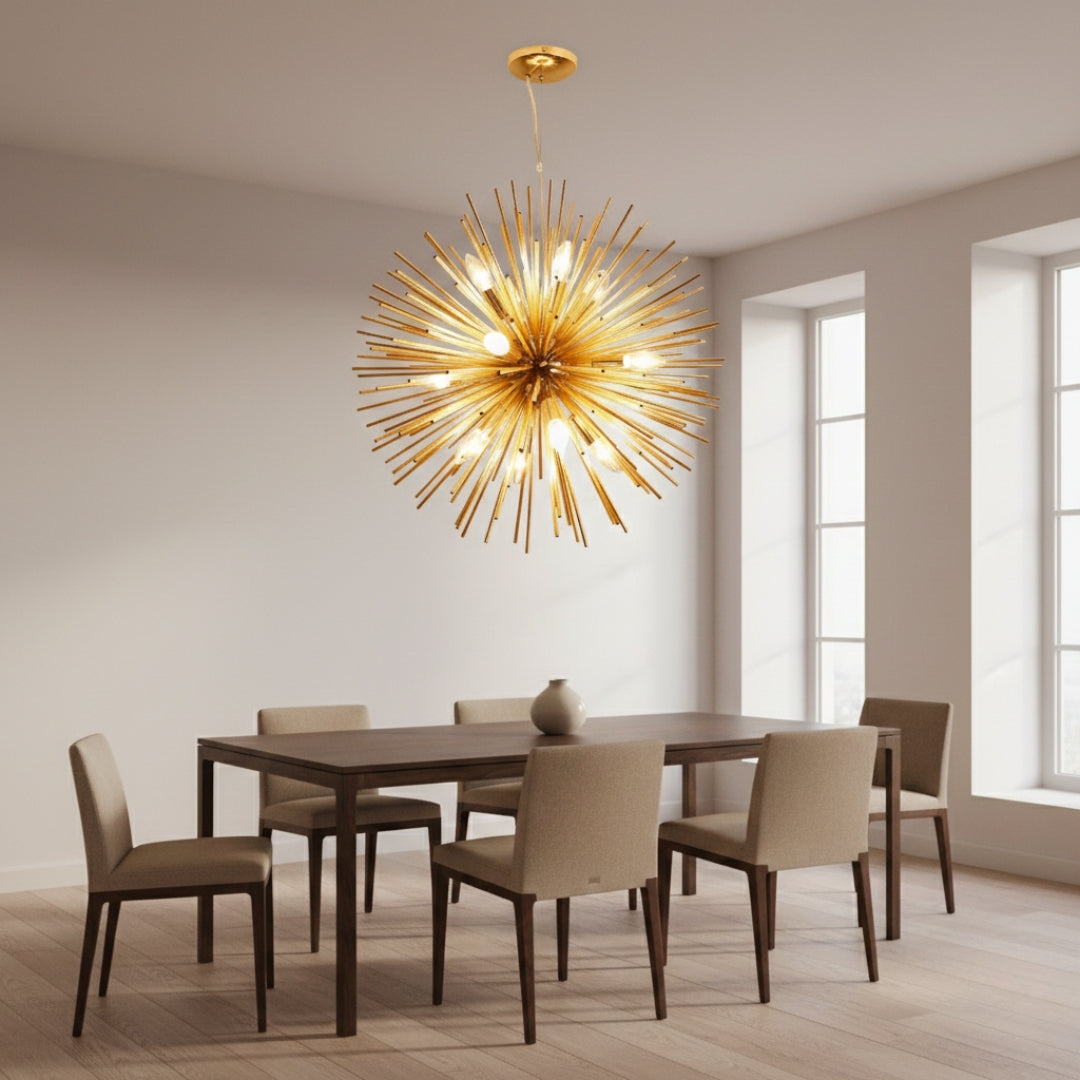 Lustre Moderne en Aluminium Doré Prosperity