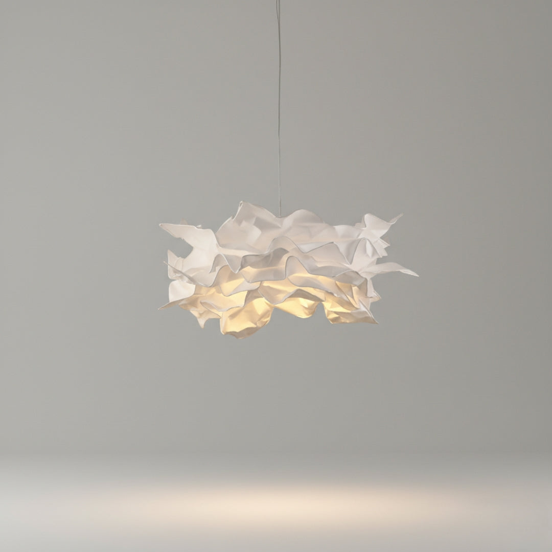 Lustre en papier blanc au design floral élégant