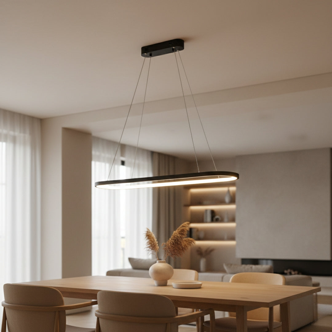 Lustre suspendu LED en aluminium au design arrondi