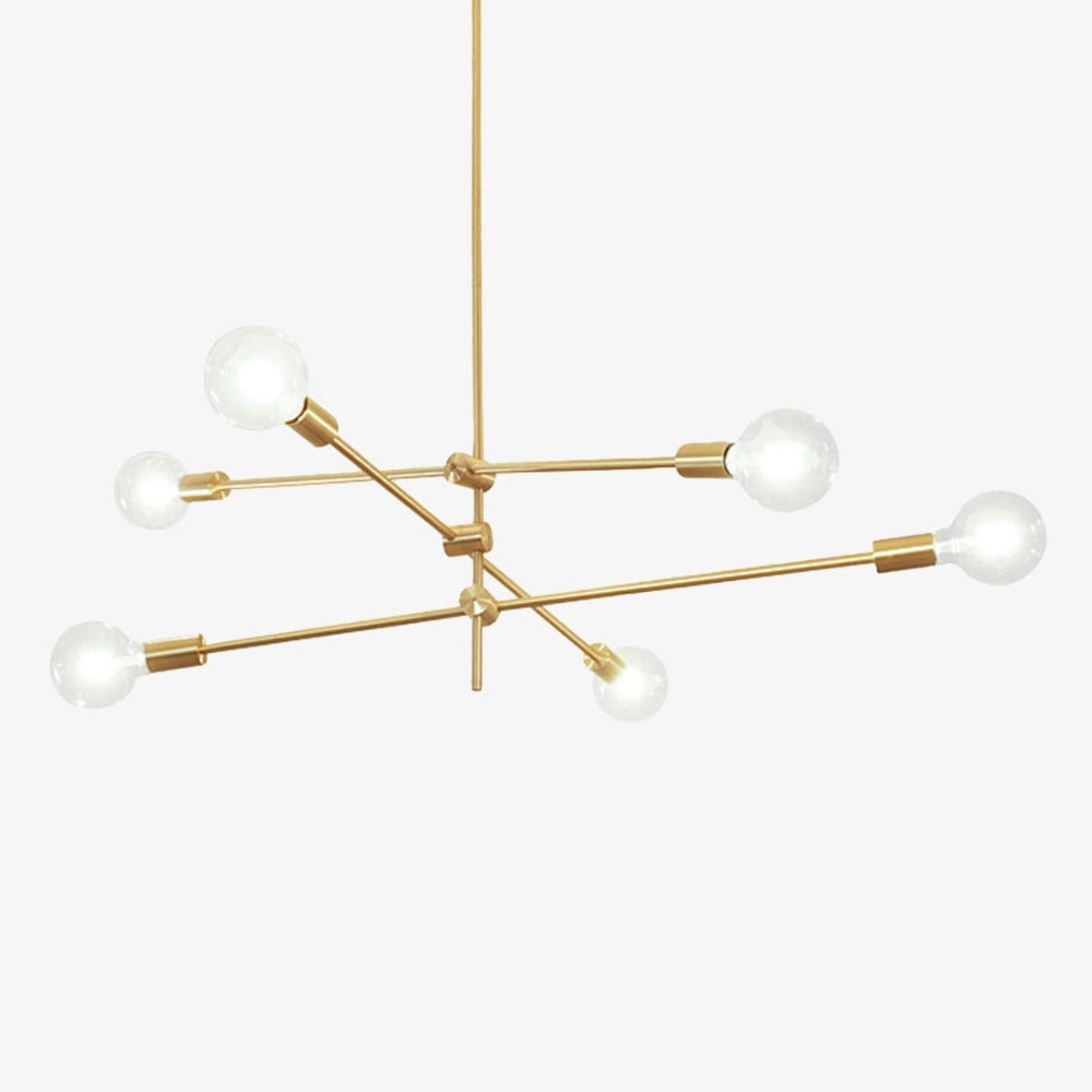 Lustre LED Tubes Dorés – Design Loft Élégant
