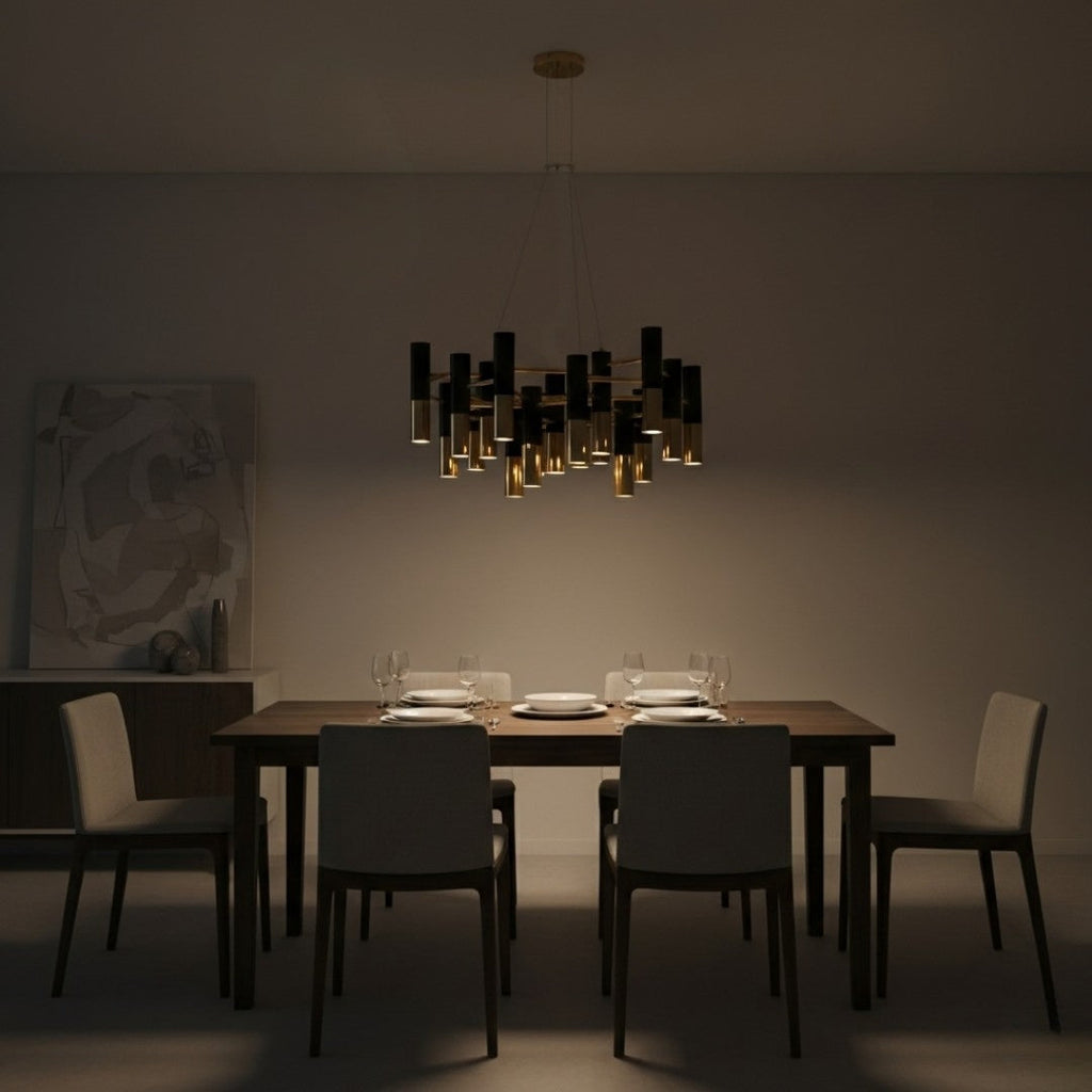 Lustre design en métal noir et doré – Italy