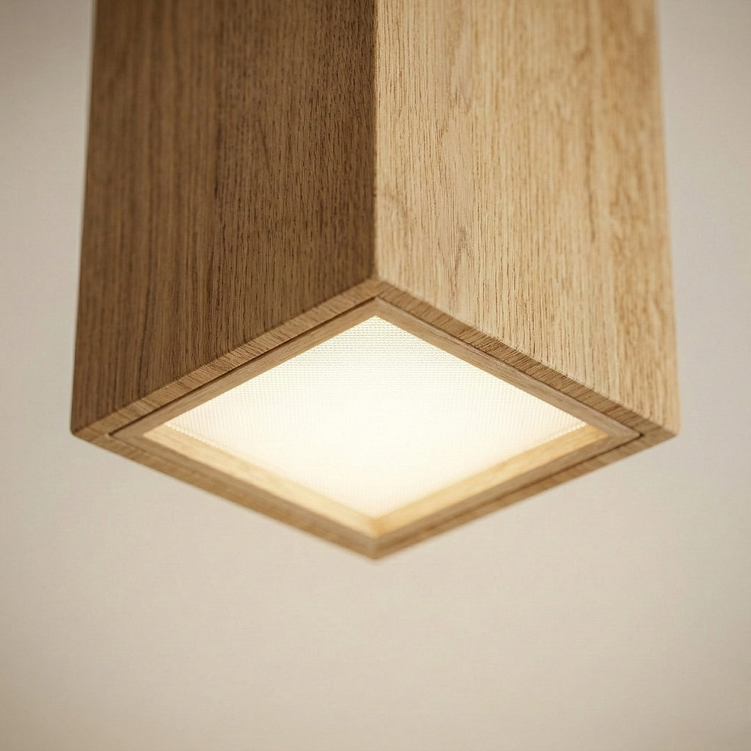 Plafonnier Cube en Bois LED Lumière Élégante