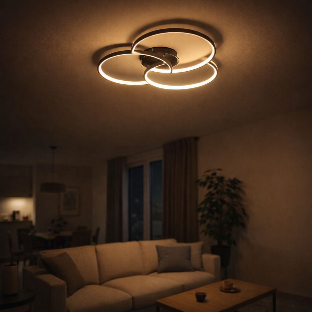 Plafonnier LED Design Rosace Triple Cercle