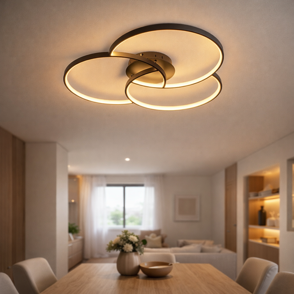 Plafonnier LED Design Rosace Triple Cercle