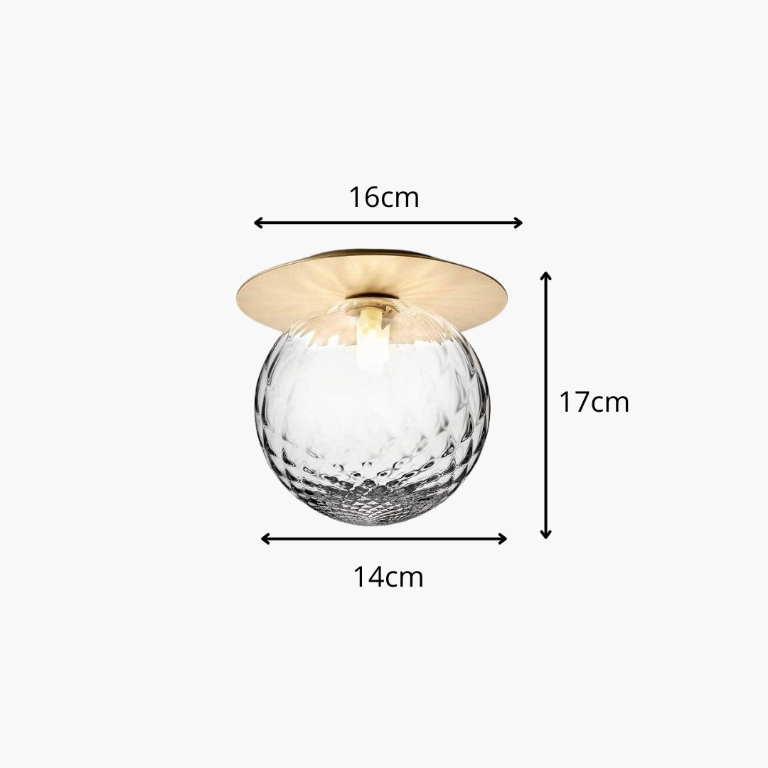 Plafonnier LED Rond Doré Verre Élégant