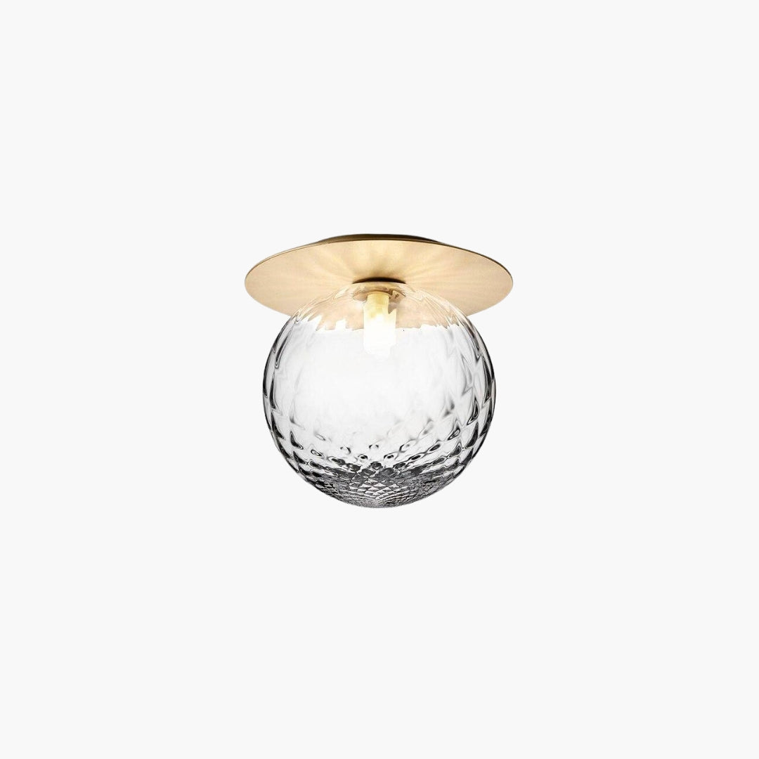 Plafonnier LED Rond Doré Verre Élégant