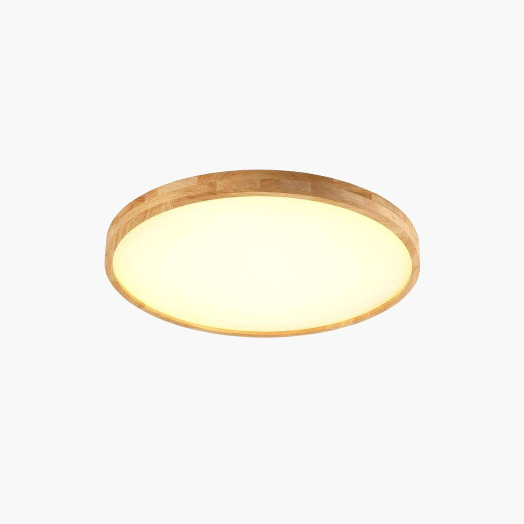 Plafonnier LED Rond Ultra-Fin en Bois Massif