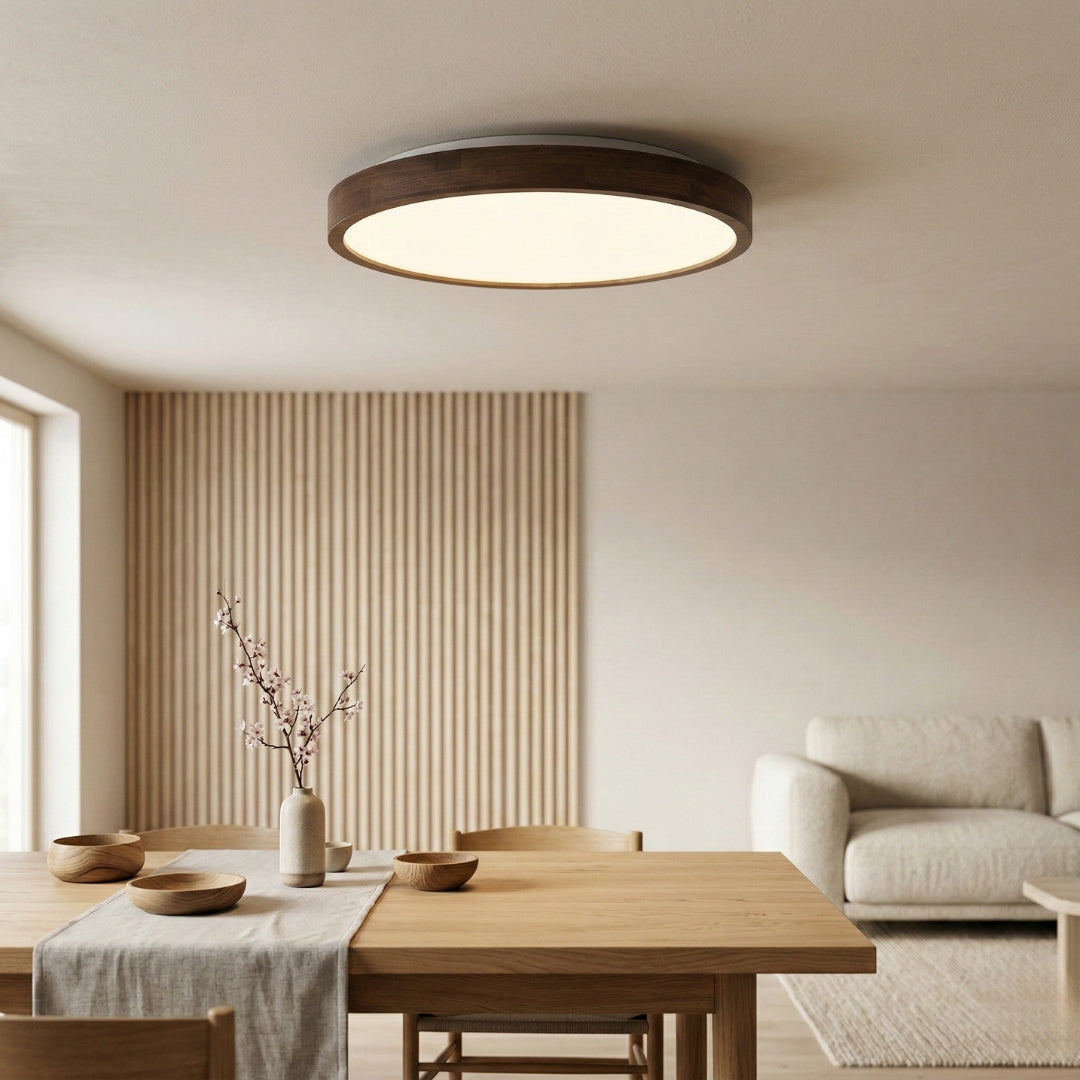 Plafonnier LED géométrique en bois Evelyn