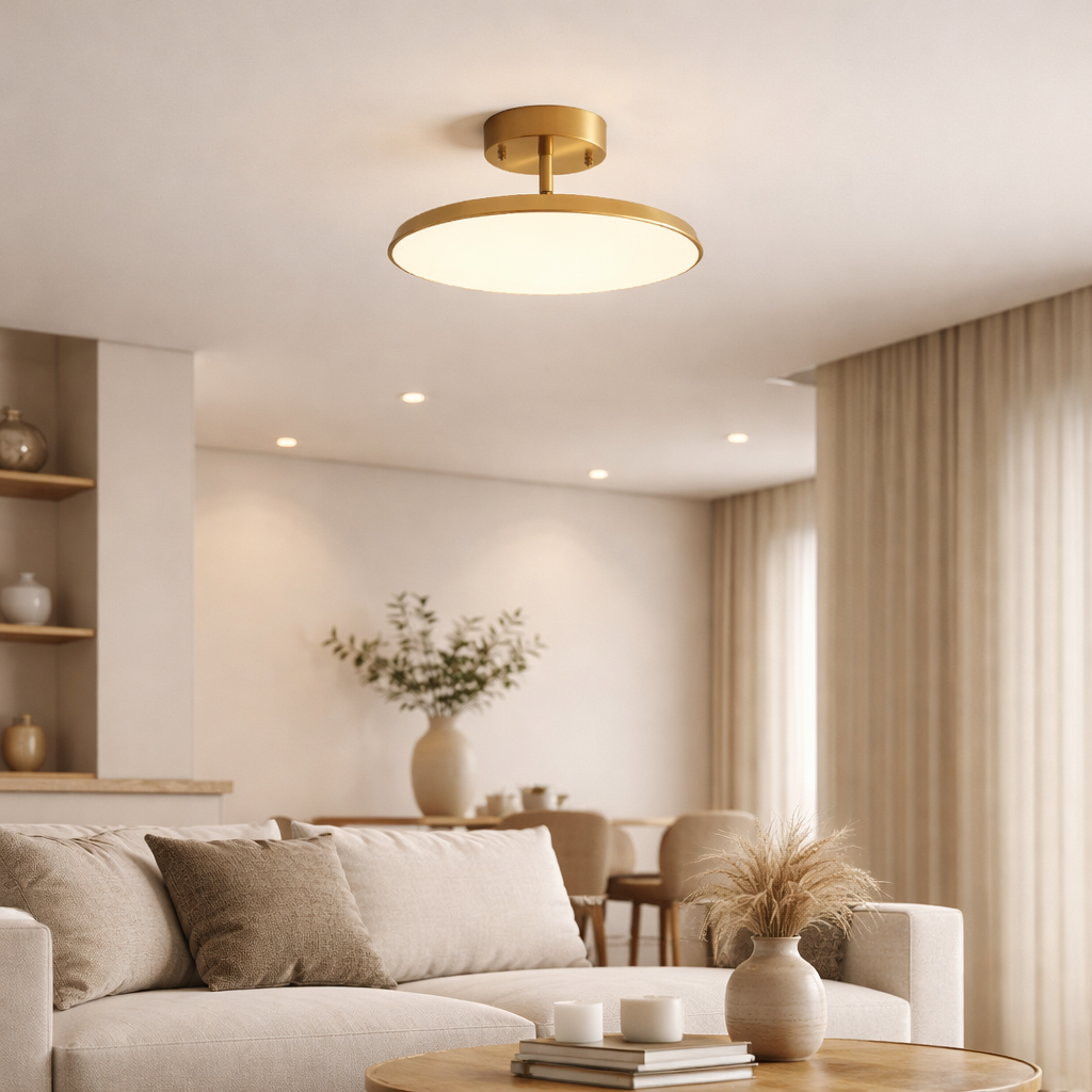 Plafonnier LED minimaliste cuivre design moderne