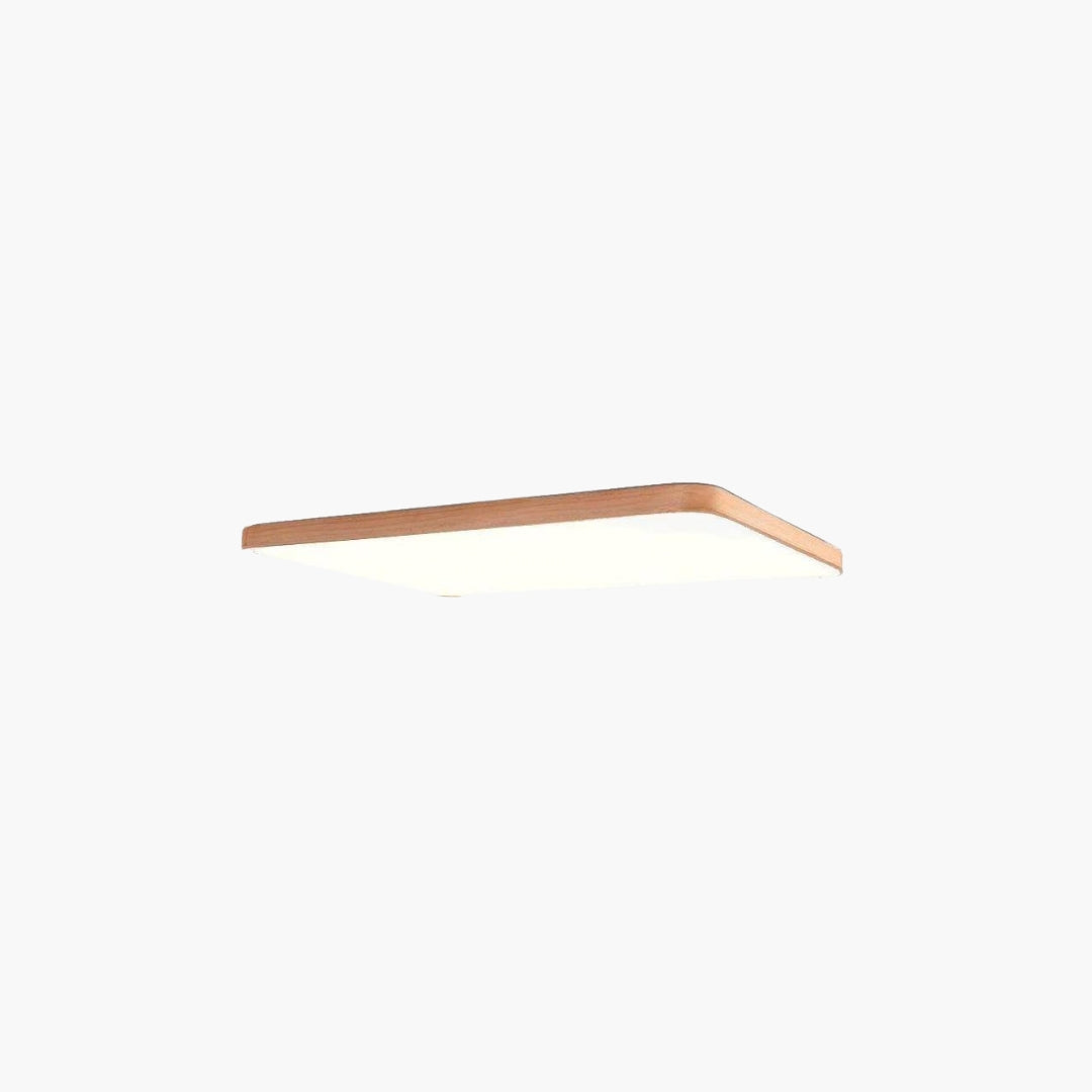 Plafonnier LED rectangulaire bois bord arrondi