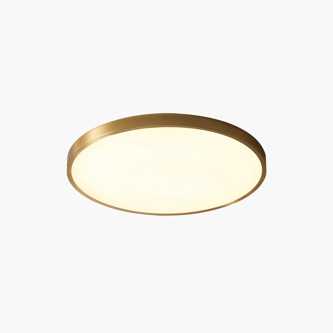 Plafonnier LED rond doré design plat moderne