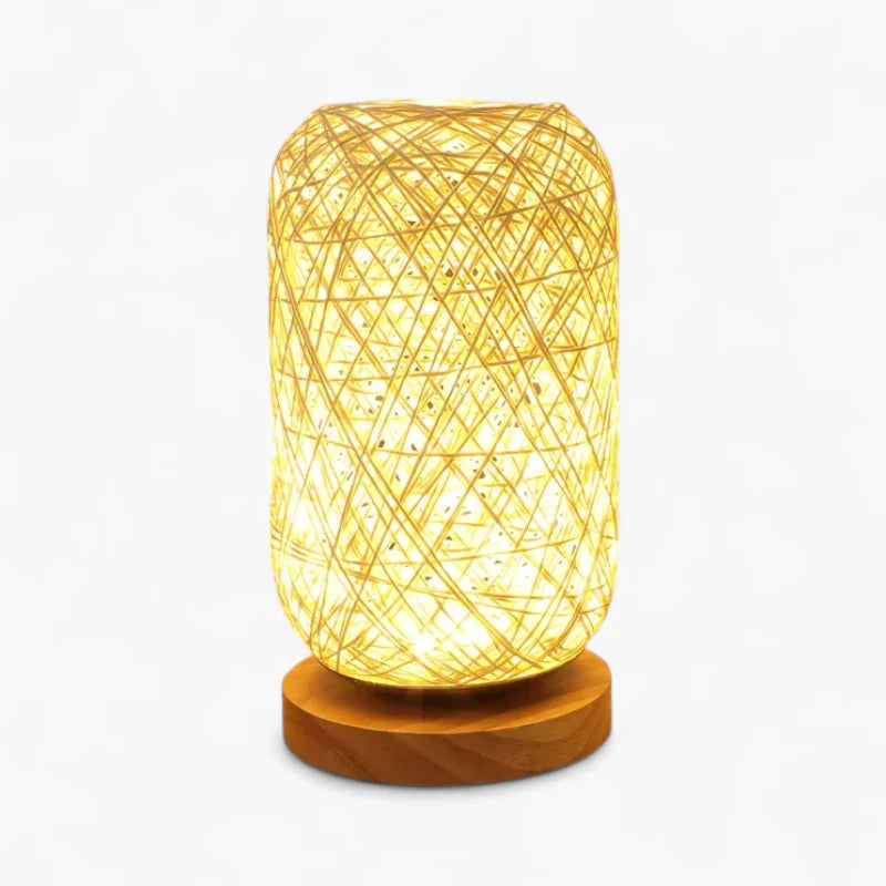 Lampe De Chevet Rotin Et Bois