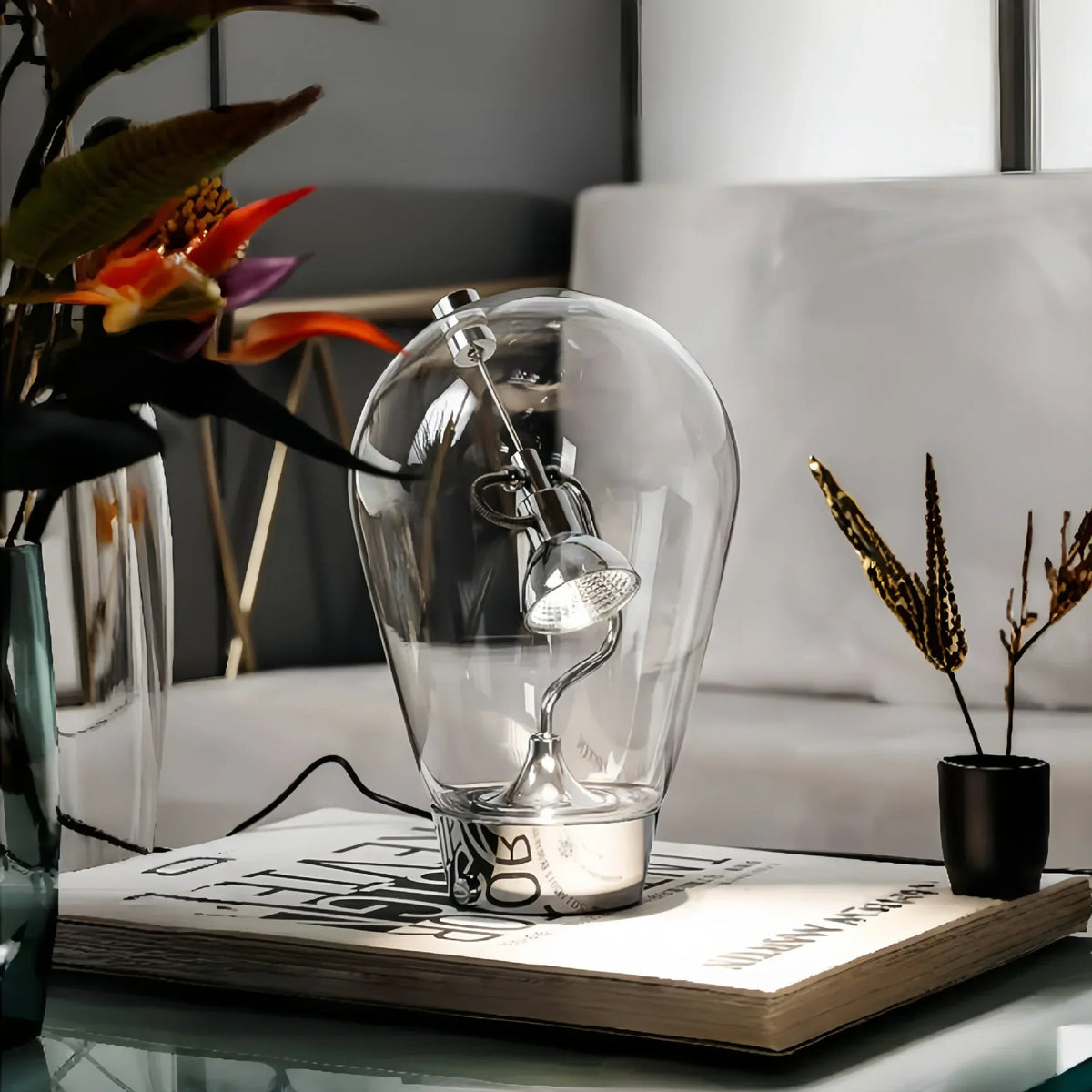 Lampe De Chevet En Verre Vintage