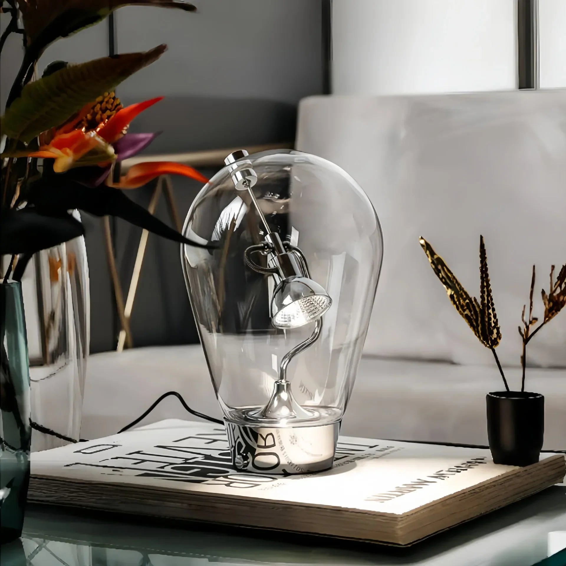 Lampe De Chevet En Verre Vintage