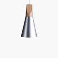 Suspension LED bois et aluminium en forme de cône